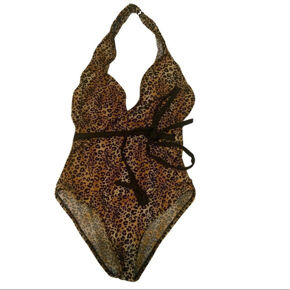 Kushcush by Kerry Cushman swimsuit plunge Leopard Large - Picture 9 of 11